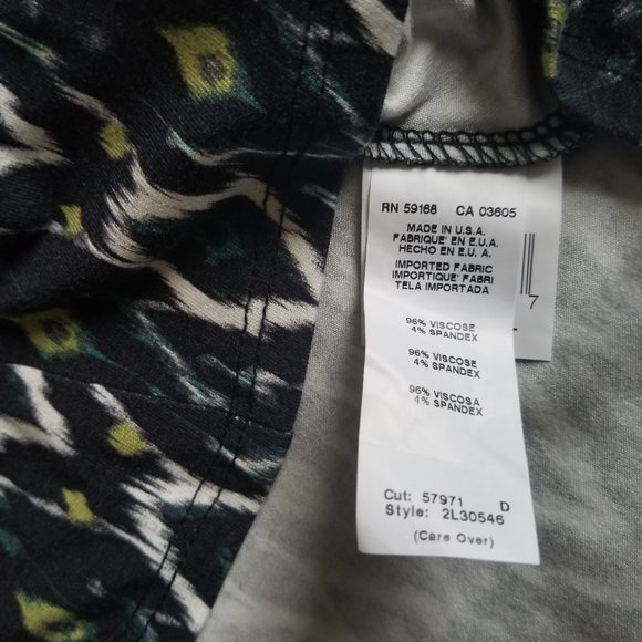 NWOT Karen Kane Ikat Print Crew-neck Cap-sleeve Hi-Lo Elliptical Top Made in USA - Picture 5 of 11